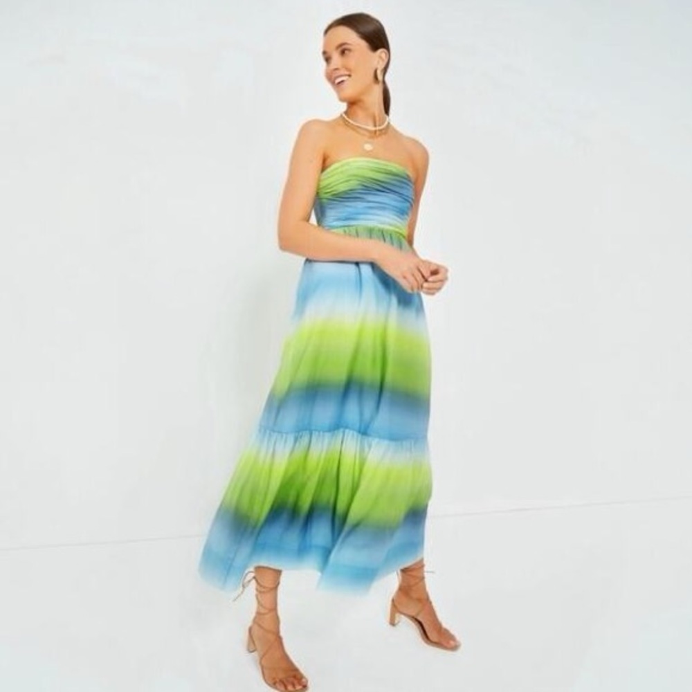 Tuckernuck Kaia Strapless Dress in Blue and Green